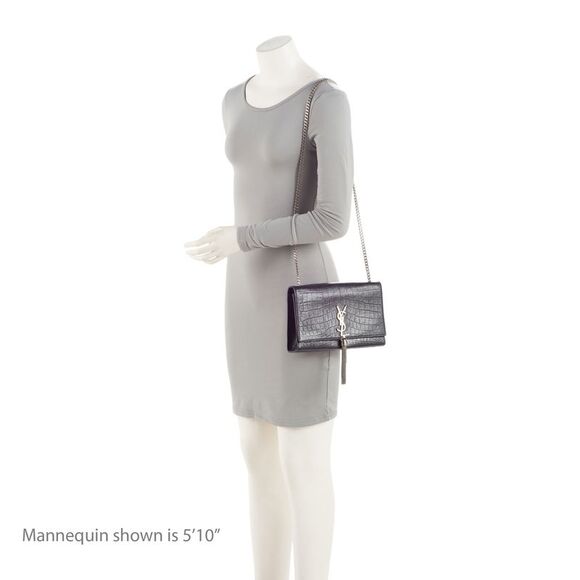 Saint Laurent Croc Embossed Leather Monogram Kate Tassel Medium Shoulder Bag - Picture 5 of 16